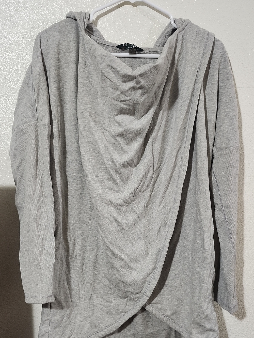 Lauren Ralph Lauren Heather Gray Hooded Knit Top